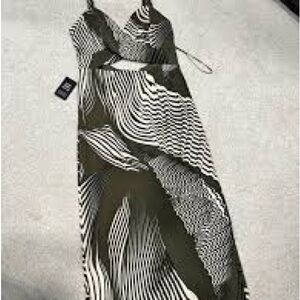 Express Olive and White Maxi Dress